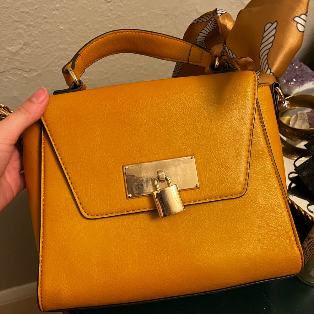 Mustard Yellow Crossbody Aldo Bag with Ribbon Purse